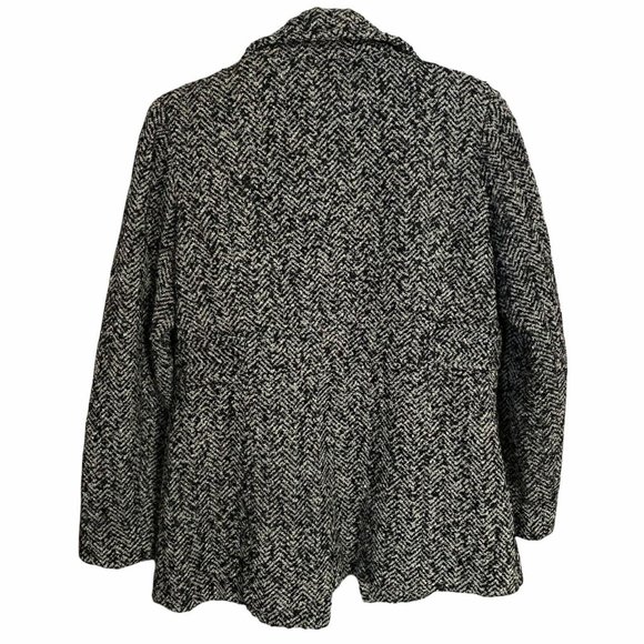 Kenneth Cole Reaction Womens Wool Blend Peacoat Size L Black White Double Breast - Picture 5 of 9